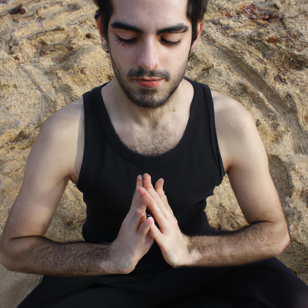 Person meditating or practicing yoga